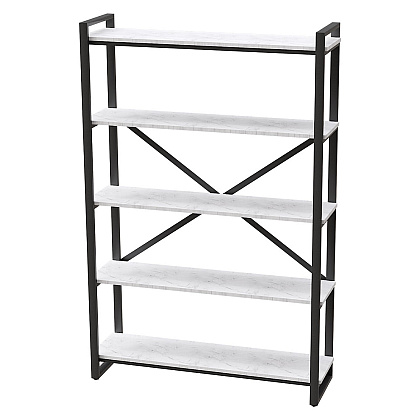 Стеллаж "Loft CH-4", 1200х350х1820 мм, черный, белый крафт