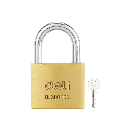 Замок навесной Deli YS EDL508906, 50 мм, 3 ключа, автомат, латунь