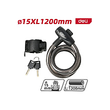 Замок тросовый велосипедный Deli YS EDL508063, 15х1200мм, ключи 2 шт
