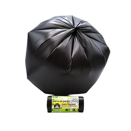 Мешки для мусора Mirpack Premium+, 30 л, 20 шт/рулон, ПСД, 20 мкм, 50х60 см, черный - 2