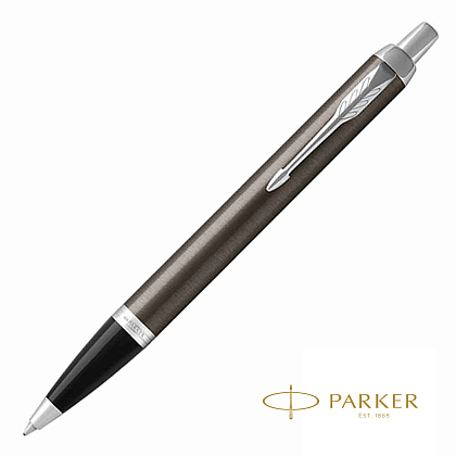Ручка шариковая автоматическая "Parker IM Dark Espresso Lacque CT", 0.7 мм, серо-коричневый, серебристый, стерж. синий