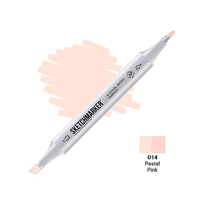 Маркер перманентный двусторонний "Sketchmarker", O14 розовый пастельный