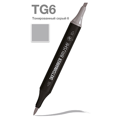 Маркер перманентный двусторонний "Sketchmarker Brush", TG6 тонированный серый 6
