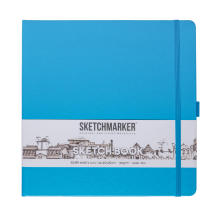 Скетчбук "Sketchmarker", 80 листов, 20x20 см, 140 г/м2, синий неон 