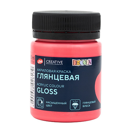 Краска акриловая глянцевая "Декола", 390 арбузная, 50 мл., банка
