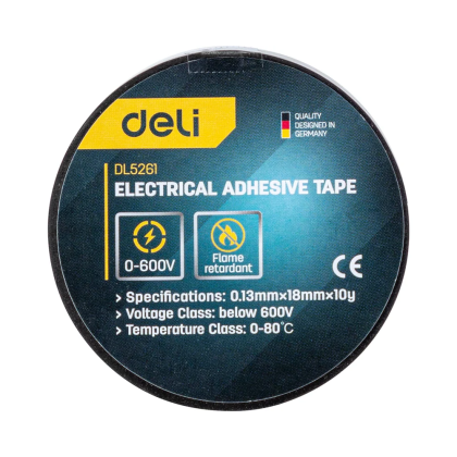Изолента ПВХ Deli YS EDL5261, 18 мм x 10 м, 130 мкм, черная - 5