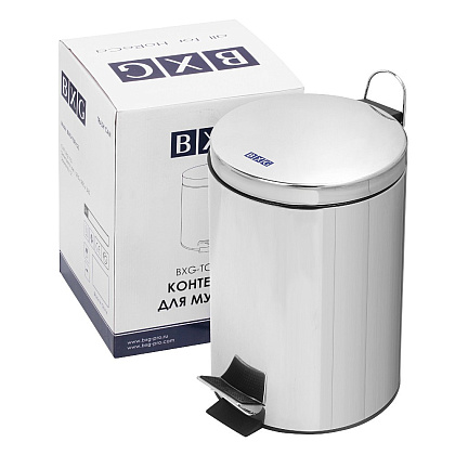 Урна с педалью "BXG-TCR-20L", 20 л, хром - 2