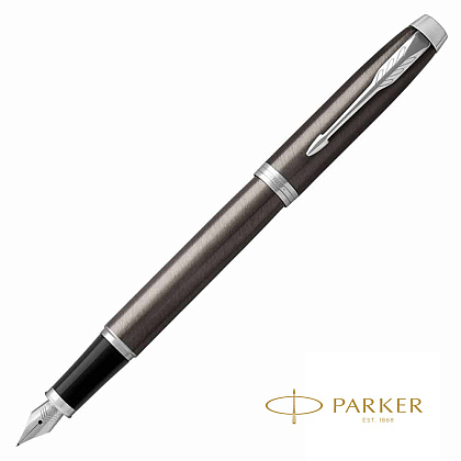 Ручка перьевая "Parker IM Dark Espresso Lacque CT", F, кофейный, серебристый, патрон синий
