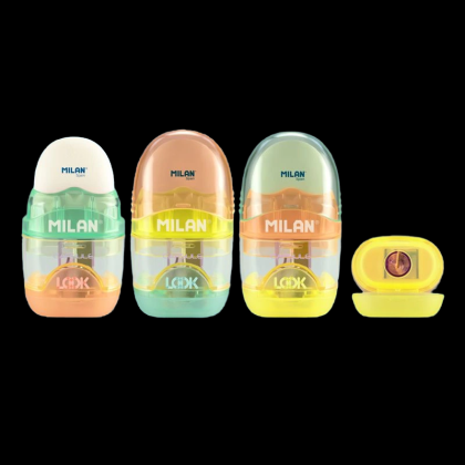 Ластик-точилка Milan "Capsule New Look", контейнером, 1 отверстие, ассорти