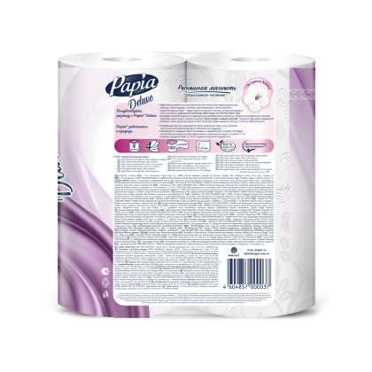 Бумага туалетная  Papia Deluxe, 16,5м, 4 слоя, 4 рулона, 100% целлюлоза - 2