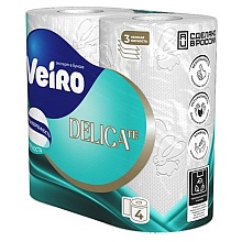 Бумага туалетная Veiro Delicate, 4 рулона, 3 слоя, белый