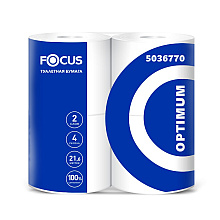 Бумага туалетная Focus Optimum, 2 слоя, 21,6 м, 4 рулона, 100% целлюлоза