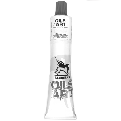 Краски масляные Renesans "Oils for art", 02 белила титановые, 140 мл, туба