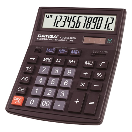 Калькулятор настольный CD-2698-12DM Catiga, 12-разрядный, пластик, черный
