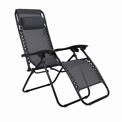Кресло складное AksHome RELAX, ткань, серый, сталь черная