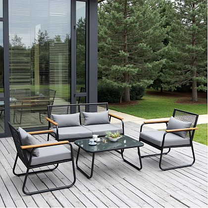 Комплект мебели садовой AksHome GARDENIA (кресло  2 шт, диван 1 шт, стол 1 шт), черный - 9