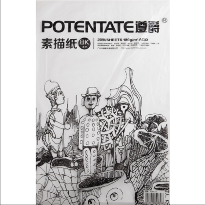 Бумага для рисования "Potentate", 180 г/м2, 27х39 см, натуральный белый