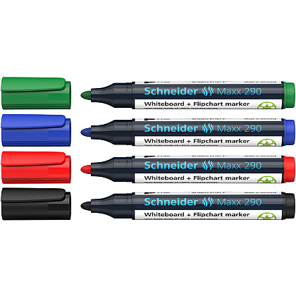 Набор маркеров для доски "Schneider Maxx 290", 4 шт, ассорти 