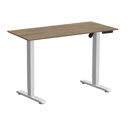 Стол с электроприводом WellDesk Basic 1300x675х18 белый/дуб денвер трюфель (9191460+9072454)