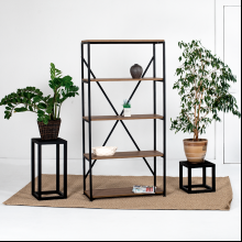 Стеллаж "Loft CH-1", 800х350х1620 мм, черный, табачный крафт