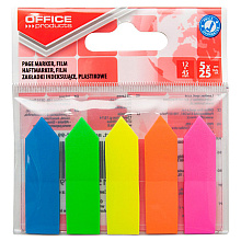 Закладки клейкие "Office products. Стрелка", ассорти неон