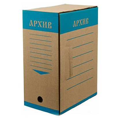 Коробка архивная "Эко", 150x327x240 мм, бурый, синий