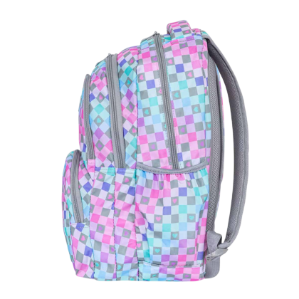 Рюкзак школьный "Checkered Hearts", голубой, розовый - 3