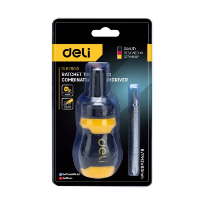 Двухсторонняя отвертка Deli YS EDL626010, с трещоткой, PH2+SL6 - 11