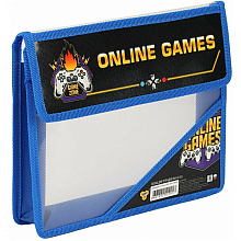 Папка для тетрадей Пчёлка "Game zone", А5, на липучке, пластик, черный, синий
