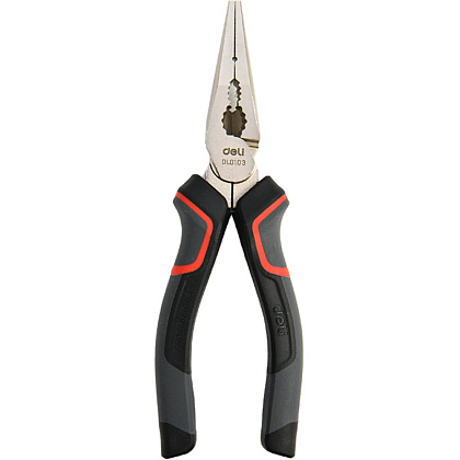 Длинногубцы Deli RS EDL0103, 160 мм, черный, красный