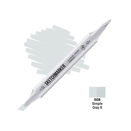 Маркер перманентный двусторонний "Sketchmarker", SG8 серый простой №8