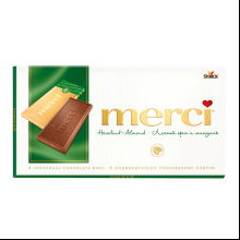Конфеты "Merci", с дробленым лесным орехом и миндалем