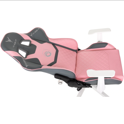 Кресло игровое Бюрократ Knight "Catzy", экокожа, пластик, серый, розовый - 10