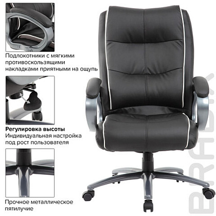 Кресло для руководителя BRABIX "Premium Strong HD-009", экокожа, металл, черный - 6