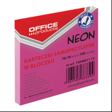 Бумага для заметок "Office Products", 76x76 мм, 100 листов, розовый неон 