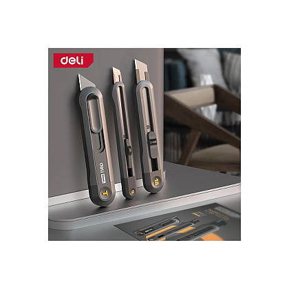 Набор ножей строительных Deli HS EHT4003, 3 шт (ножи 9мм/18мм/трапеция), Soft Touch, черный - 33
