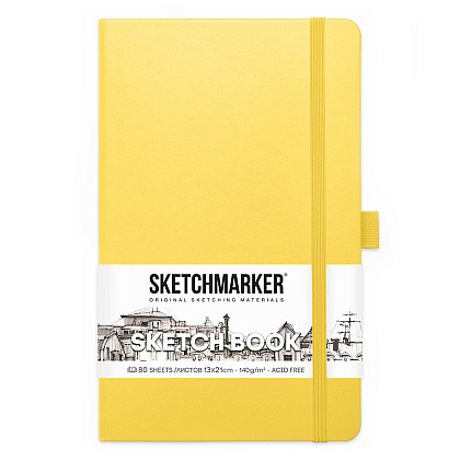 Скетчбук "Sketchmarker", 13x21 см, 140 г/м2, 80 листов, лимонный