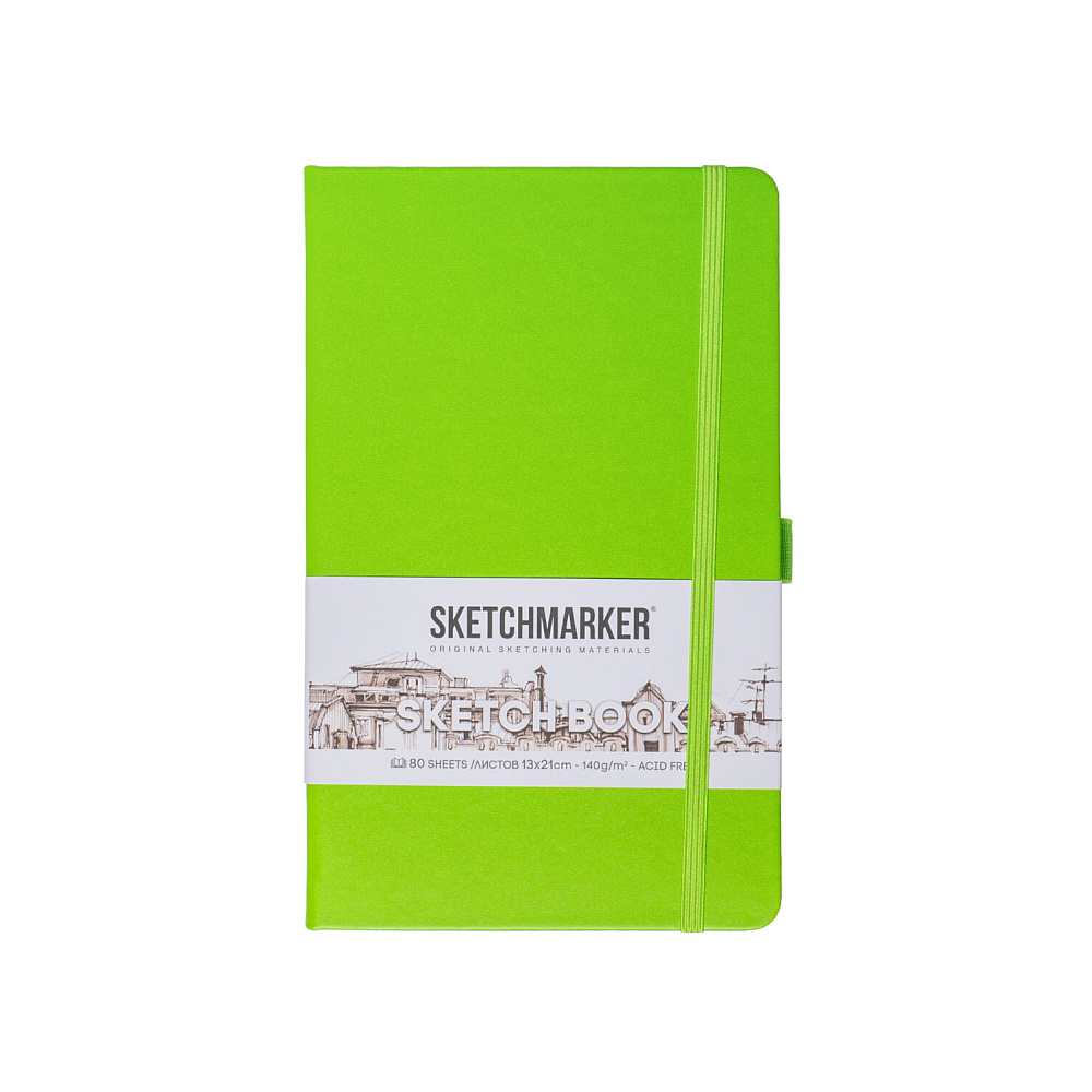 Скетчбук "Sketchmarker", 13x21 см, 140 г/м2, 80 листов, зеленый луг