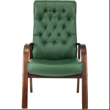 Кресло Бюрократ T-9928WALNUT-CF, натуральная  кожа, зеленый, каркас дерево 