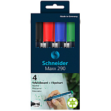 Набор маркеров для доски "Schneider Maxx 290", 4 шт, ассорти 