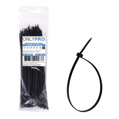Хомут нейлоновый OnlyPro, 3.6х250 мм, черный, 250 шт