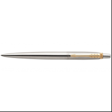 Ручка шариковая автоматическая "Parker Jotter Stainless Steel GT", 0.7 мм, серебристый, золотистый, стерж. синий