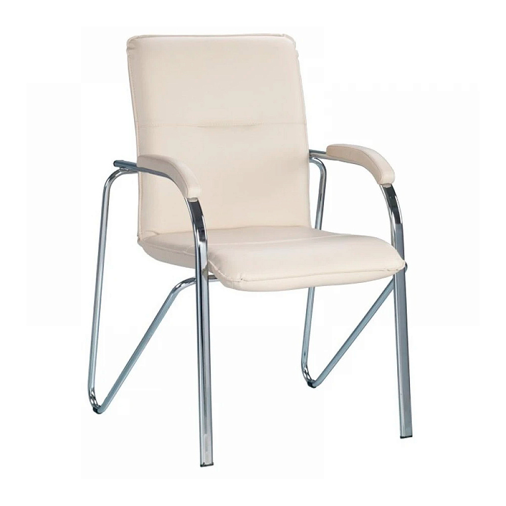 Кресло для посетителей SitUp Samba Chrome, экокожа крем