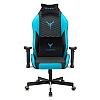 Кресло игровое "Knight Neon", экокожа, металл, черный, голубой - 2