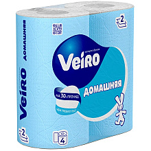 Бумага туалетная "Veiro Домашняя", 2 слоя, 4 рулона