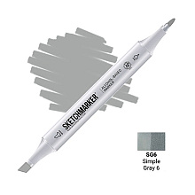 Маркер перманентный двусторонний "Sketchmarker", SG6 серый простой №6