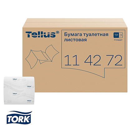 Бумага туалетная  Tellus Стандарт, TР3, листовая, 250 листов, 1 слой