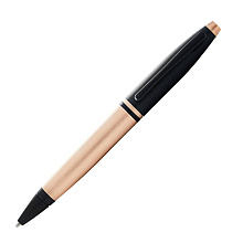Ручка шариковая автоматическая "Cross Calais Brushed Rose Gold Plate&Black Lacquer", 0.7 мм, розовое золото, черный, стерж. черный