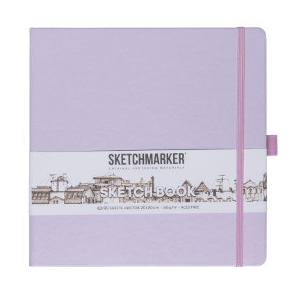 Скетчбук "Sketchmarker", 80 листов, 20x20 см, 140 г/м2, фиолетовый пастельный
