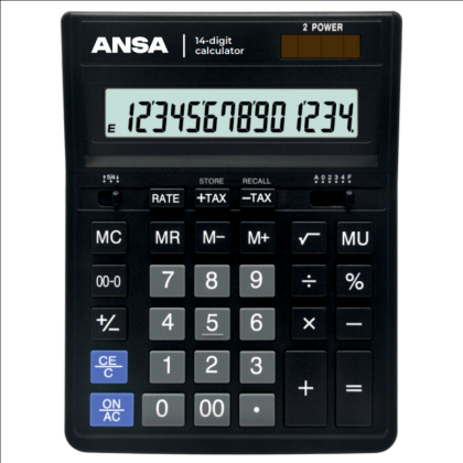 Калькулятор настольный Ansa "AN554S", 14-разрядный, черный